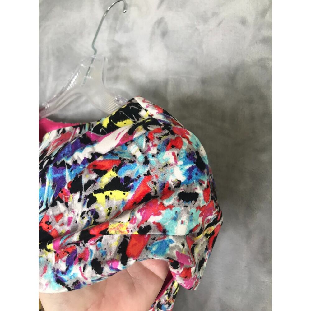 Tahari Dress Womens 4 Multicolor Geometric Print Cap Sleeve Crew Neck Sheath - Picture 5 of 14